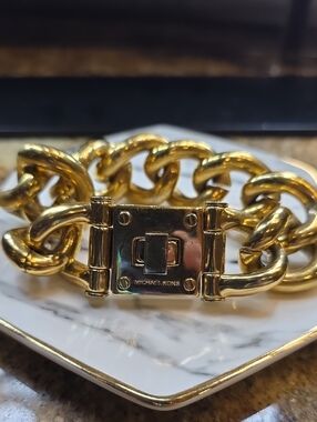 Michael Kors Polished Gold Link Bracelet with Turn-Lock
